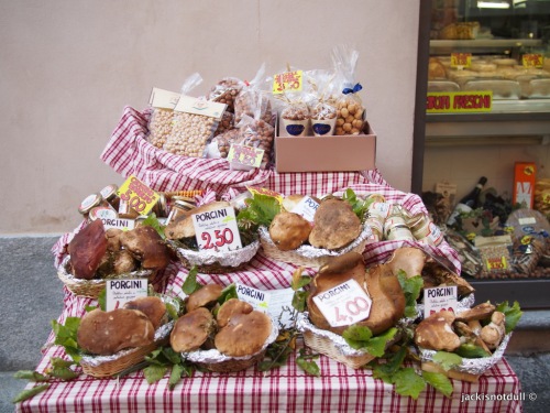 Street stall selling Porcini mushroom, another famous produce of the region